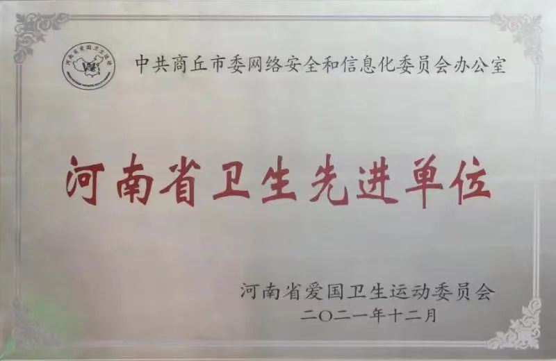 市委网信办喜获“省级卫生先进单位”荣誉称号