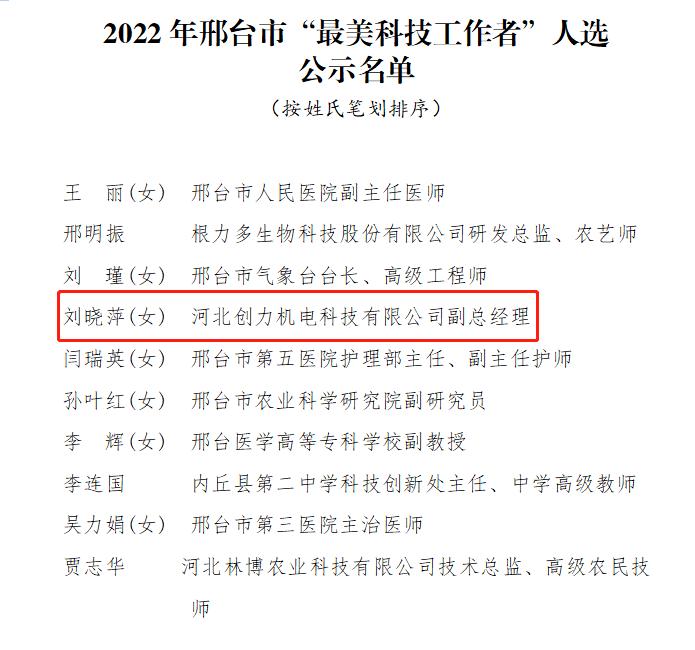 喜报！我区1人荣获邢台市“最美科技工作者”称号