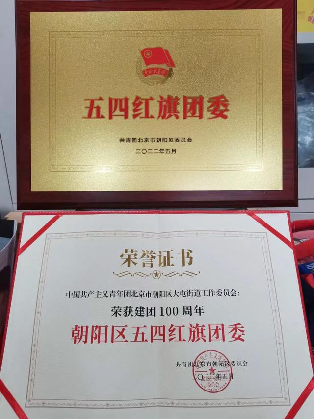 表彰！大屯街道团工委荣获建团100周年“朝阳区五四红旗团委”荣誉称号