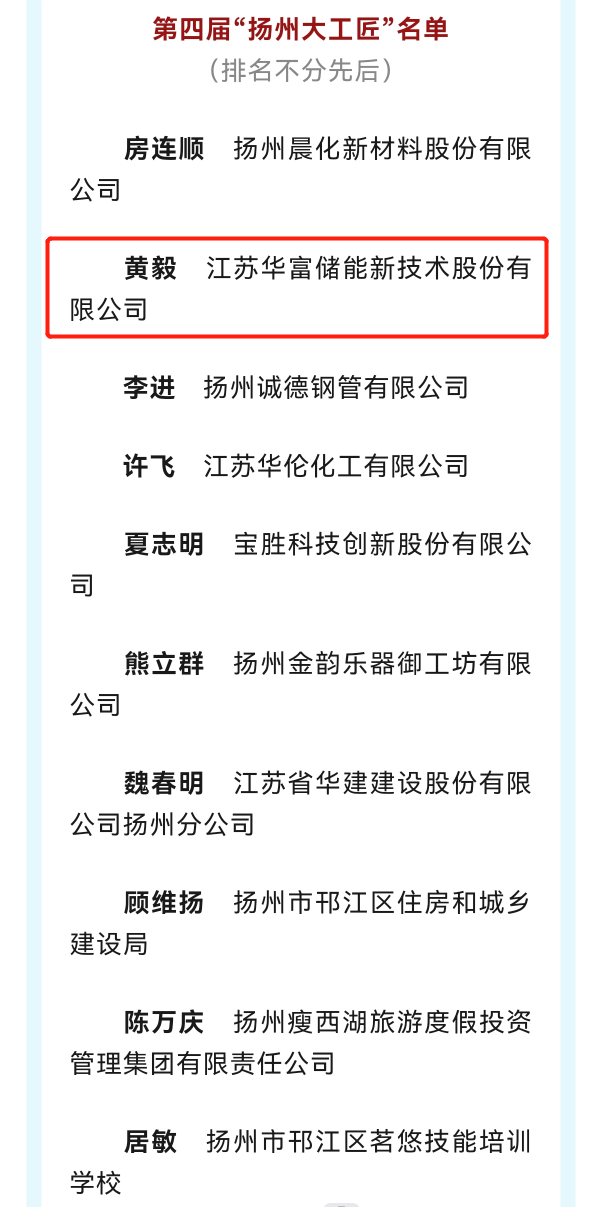 我市2人获“扬州大工匠”“扬州工匠”称号