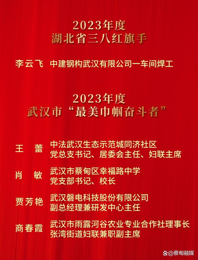 喜讯！蔡甸区5名女性获得2023年度省市级个人荣誉称号