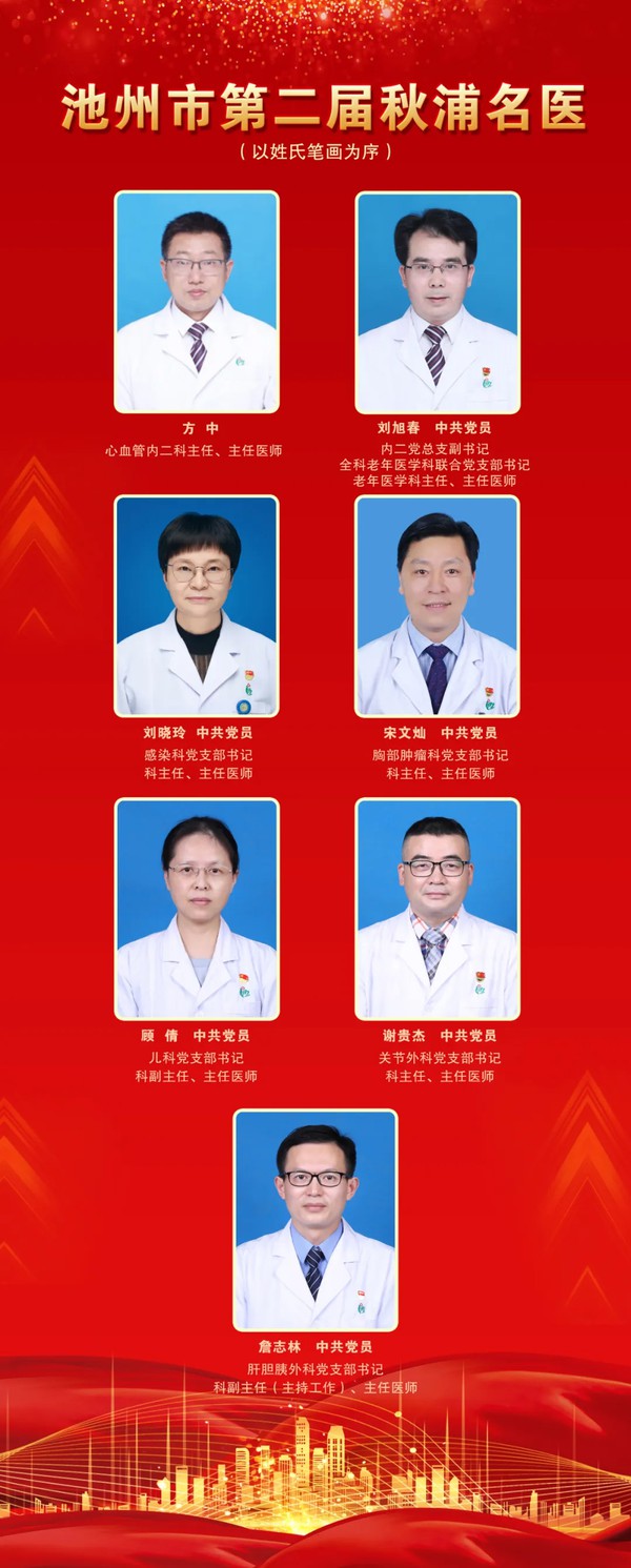 祝贺！这7名池医人荣获“秋浦名医”称号